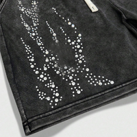 Ensemble court homme délavé à l'acide avec strass, t-shirt oversize et short, tenue 2 pièces streetwear vintage