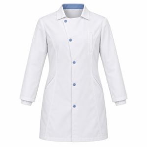Medical <b>Lab</b> <b>Coat</b> Soft <b>White</b> Diagonal Snap Spread Collar Custom Wholesale Unisex Doctor Uniform Healthcare Workwear Seam Pockets - Product Image 1