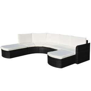 Set da salotto in 4 pezzi in Poly Rattan nero con cuscini per uso giardino - Product Image 1