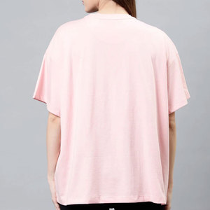 T-shirt décontracté pour femme, rose uni, coupe ample, col rond, manches courtes, 100% coton, écologique, respirant, séchage rapide - Product Image 2