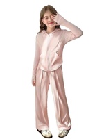 Conjunto Casual de Dos Piezas para Niña, Camiseta con Estampado 3D de Estrella de Cinco Puntas, Pantalones Anchos de Pierna, Ajuste Delgado, Manga Larga, 100% Algodón