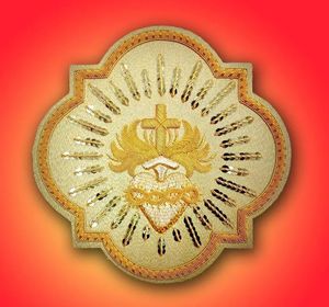 Hand Embroidered Sacred Heart Emblem Patch Bullion <b>Wire</b> Goldwork Applique Luxury 3D Raised Eco-Friendly Water Resistant Badge - Product Image 3