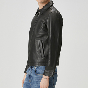 Chaqueta de cuero de alta calidad para hombre, color y tallas personalizadas, cuero genuino, elegante, de manga larga - Product Image 3