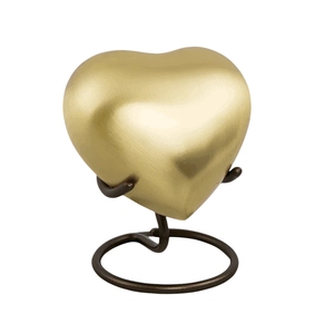 Urne funéraire artisanale noire haut de gamme en forme de cœur - Petite urne métallique pour cendres humaines avec support de présentation - Product Image 3