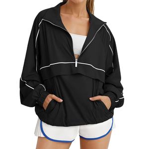 Veste coupe-vent pour femme tendance, en toile personnalisée, imperméable, respirante, couleurs contrastées, manches longues - Product Image 1