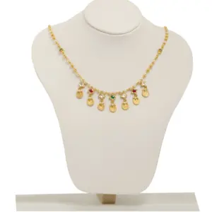 Collares de Perlas Chapados en Oro con Piedras Kundan, Joyería Étnica Tradicional India para Novias, Marca Coin Danglers - Product Image 1