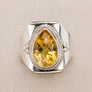 Natural Citrine Gemstone <b>Statement</b> <b>Ring</b> 925 Sterling Silver Handmade Pear Shape Boho Jewelry Gift for Women Men Christmas gift - Product Image 4