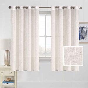 63-Inch Linen <b>Kitchen</b> <b>Curtains</b> Rich Window Treatments for Bedroom & Living Room for <b>Kitchen</b> Bedroom Living Room Use - Product Image 1