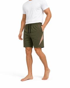 Shorts Bermuda Homme Vert Olive Séchage Rapide Écologique Respirant Taille à Cordon Coupe Décontractée Poches Logo Tricoté sur le Devant - Product Image 5