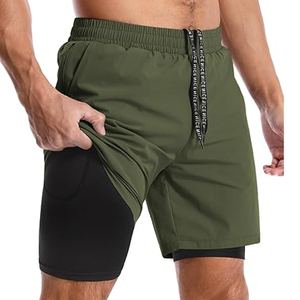 High Quality Men 2 In 1 Running Shorts Compression Liner Gym Fitness Shorts <b>Phone</b> Pocket OEM <b>Bulk</b> - Product Image 5