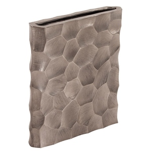 Jarrón moderno de aluminio fundido martillado, jarrón plano de grafito, jarrón de metal moderno para flores, jarrón decorativo de mesa para decoración del hogar. - Product Image 6