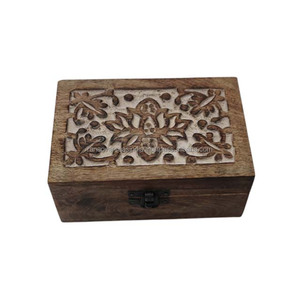 Boîte à bijoux décorative en bois sculpté Lotus Organisateur de bijoux élégant Boîte souvenir Cadeau parfait pour les filles et les femmes au meilleur prix - Product Image 5