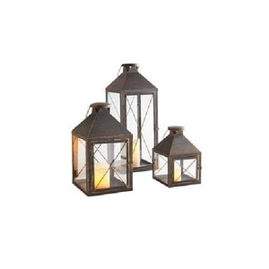 Farol de Madera Rústico Hecho a Mano con Paneles de Vidrio y Asa de Cuerda, Centro de Mesa para Bodas y Jardines - Product Image 3