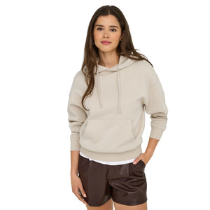Women Oversized Hooded Fleece Sweatshirt Solid Color Pocket Design Breathable Regular Sleeve Autumn Wear - Product Image 6