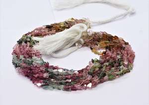 Cuentas de turmalina natural multicolor lisas en forma de triángulo, cuentas de turmalina multicolor, cuentas sueltas de turmalina de fantasía - Product Image 4