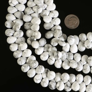 Perles en howlite blanche naturelle, forme poire, 8x11MM 9x12MM, facettées, prix de gros, en vrac, pour la fabrication de bijoux, 8 pouces - Product Image 3