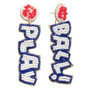 Top Premium fait à la main PLAY BALL graine perlée broderie boucle d'oreille fantaisie élégant élégant Unique à la mode luxe de l'inde - Product Image 1