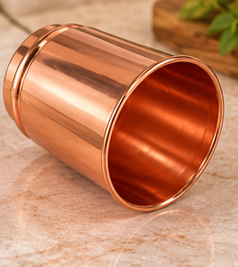 Gobelet en cuivre poli de qualité supérieure 250-350 ml, tasse à boire lisse avec base surélevée, coffret cadeau - Product Image 3