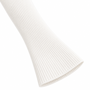 Pull court côtelé blanc pour femme, col bateau, manches longues évasées, coupe ajustée, décontracté, en Spandex/Coton, ODM, toutes saisons - Product Image 3