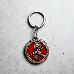 Antique Brass Lord Krishna Keychain with Flute and Peacock Feather Hindu Religious <b>Key</b> Ring Spiritual Indian God Gift Decorative - Product Image 4