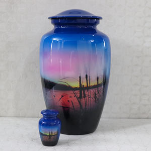 Urne funéraire et récipient à cendres en aluminium bleu océan de qualité supérieure pour adultes, pour conserver les cendres de proches, fournitures funéraires - Product Image 5