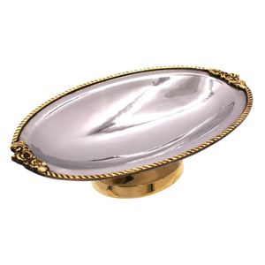 Tazón de Servir Clásico de Metal, 16x9x6.5 Pulgadas, Pulido, Hecho a Mano, Plato Decorativo para Servir Comida en Bodas, Tazones con Pedestal para Uso en la Cena - Product Image 4