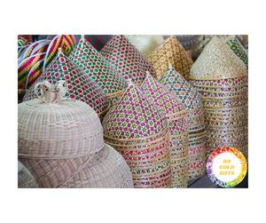 Ustensile de couverture de nourriture en bambou tissé sans insectes pour la cuisine et les pique-niques, décoration de la maison/tente de nourriture en bambou colorée avec de nombreuses tailles 2025 - Product Image 5