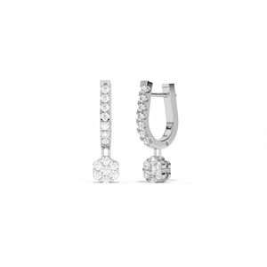 Boucles d'oreilles pendantes Aarinya en argent 925 avec diamants de laboratoire linéaires en forme de grappe florale, boucles d'oreilles pendantes en argent sterling avec diamants de laboratoire en forme de fleur - Product Image 4