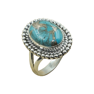 Natural Blue Copper Turquoise <b>Ring</b> 925 Sterling <b>Silver</b> Handmade <b>Statement</b> Oval Gemstone Vintage Boho Men Gift Christmas Gift Her - Product Image 1