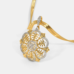 Collier pendentif en or jaune avec filigrane floral et diamant de laboratoire - Product Image 4