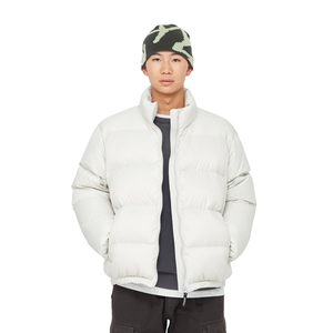<b>Men's</b> <b>White</b> Puffer <b>Jacket</b> Winter Down Alternative Zip Up Regular Fit Stand Collar Waterproof Windproof Outerwear <b>Jacket</b> - Product Image 1