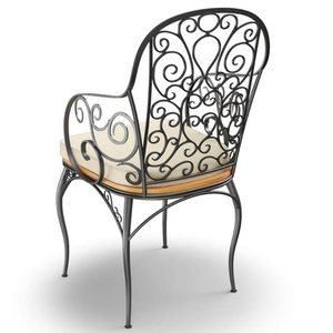 KHP Traditional-style European Wrought Iron <b>Garden</b> Chair Rust-resistant Easy Move Painted Finish Eco-Friendly Outdoor - Product Image 3