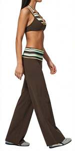Conjunto de leggings de cintura doble plegable para mujer al por mayor, pantalones de pierna ancha con cintura a rayas marrones y top tipo sujetador, conjunto personalizado con estampado para mujer - Product Image 5