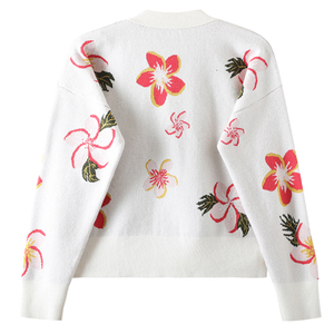 Cardigan à imprimé floral pour femmes, col en V, manches longues, haut décontracté, épaisseur standard, longueur normale, manches longues, fabriqué au Pakistan - Product Image 4