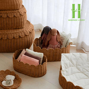 BEST SELLER Eco-Friendly Natural Rattan Modern <b>Stackable</b> Picnic & Home Use Storage <b>Basket</b> Made in Vietnam - Product Image 2