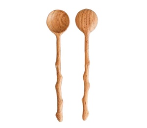 Cuchara Grande de Madera con Baño de Oro Rosa Ecológica de Alta Calidad al por Mayor, Tenedor con Mango de Olivo, Utensilio para Comer Helado para Niños, para Arroz - Product Image 3