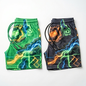 Shorts en maille avec graphisme personnalisé |   Shorts décontractés légers et respirants à séchage rapide, gris fumé bleu cristal, pour la gym et le streetwear - Product Image 2