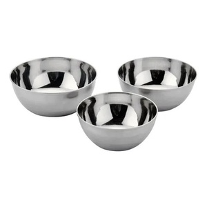 Ensemble de 3 bols en métal poli, design minimaliste, compatibles lave-vaisselle, pour servir les aliments, usage domestique, arrangements floraux créatifs, utilisation à la maison - Product Image 1