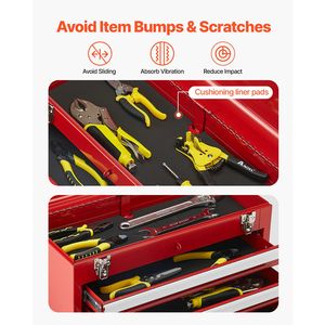 20.5-inch Portable Metal <b>Tool</b> <b>Box</b> with 3 Ball Bearing Slide Drawers <b>Small</b> <b>Tool</b> Chest Liners High-quality EVA - Product Image 3