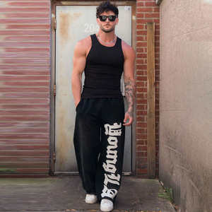 กางเกงวอร์มขาบานผ้าฝ้ายลำลองสำหรับผู้ชาย คุณภาพสูง เป็นมิตรกับสิ่งแวดล้อม แห้งเร็ว ดีไซน์ทันสมัย ปรับแต่งได้ เอวกลาง สวมใส่สบาย - Product Image 6