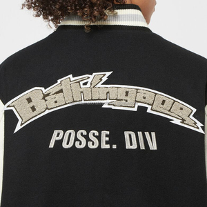 Manches en cuir de vachette en laine de haute qualité col montant broderie patchs Chenille motif solide Service OEM disponible - Product Image 3