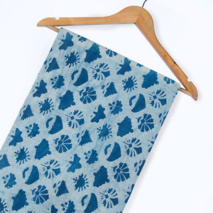 Auténtica tela de algodón tejido orgánico de 120GSM, hecha a mano, ecológica, con estampado de bloques índigo para niñas, para el hogar Textiles, camisas, trajes - Product Image 3