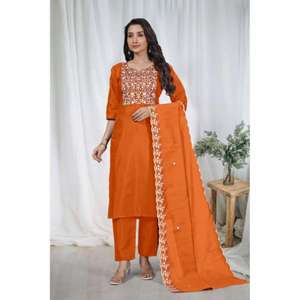 Conjunto de Salwar Kameez de Zain Exports, Tela de Algodón Vertical con Detalle de Bordado, Ropa Casual para Fiesta, para Mujer, Todas las Temporadas - Product Image 1
