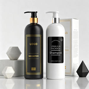 Botella de Plástico PE Redonda Negra de 500 ml Personalizada con Bomba para Champú, Gel de Ducha, Proveedor de Envases Cosméticos - Product Image 1