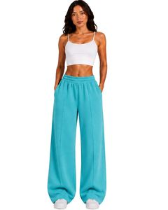 Pantalones Deportivos Anchos de Cintura Alta para Mujer, Color Azul Cielo, Estilo Casual para Uso Diario, Personalizados por el Fabricante - Product Image 1