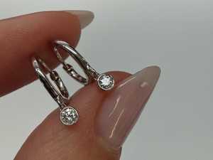 Lab Grown Diamond Bezel Set Floating Drop Dangle Hinge Huggie Hoop <b>Earrings</b> For Women Custom 14K 18K <b>Solid</b> Real Gold Wholesale - Product Image 5