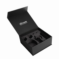 Boîte cadeau magnétique noire de luxe en papier pliable avec insert, impression offset, logo personnalisé, vente en gros