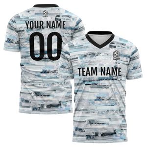 Maillot de football personnalisé à col en V, manches courtes, motif imprimé par sublimation, évacuation de l'humidité, 100 % polyester, adulte unisexe - Product Image 4