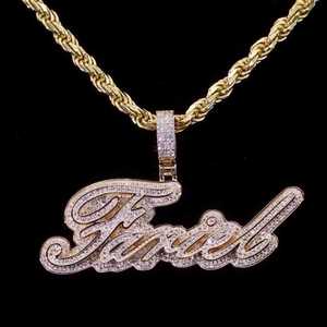 Pendentif de fête certifié en argent 925, double couche bicolore, avec initiale personnalisée en lettres hip-hop de luxe, entièrement sertie de moissanite - Product Image 1