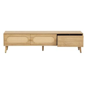 Mueble de TV Moderno Estilo Boho para Televisores de hasta 80'', Centro de Entretenimiento de Madera Sólida con Patas de Madera Sólida, Mueble para TV Livi - Product Image 6